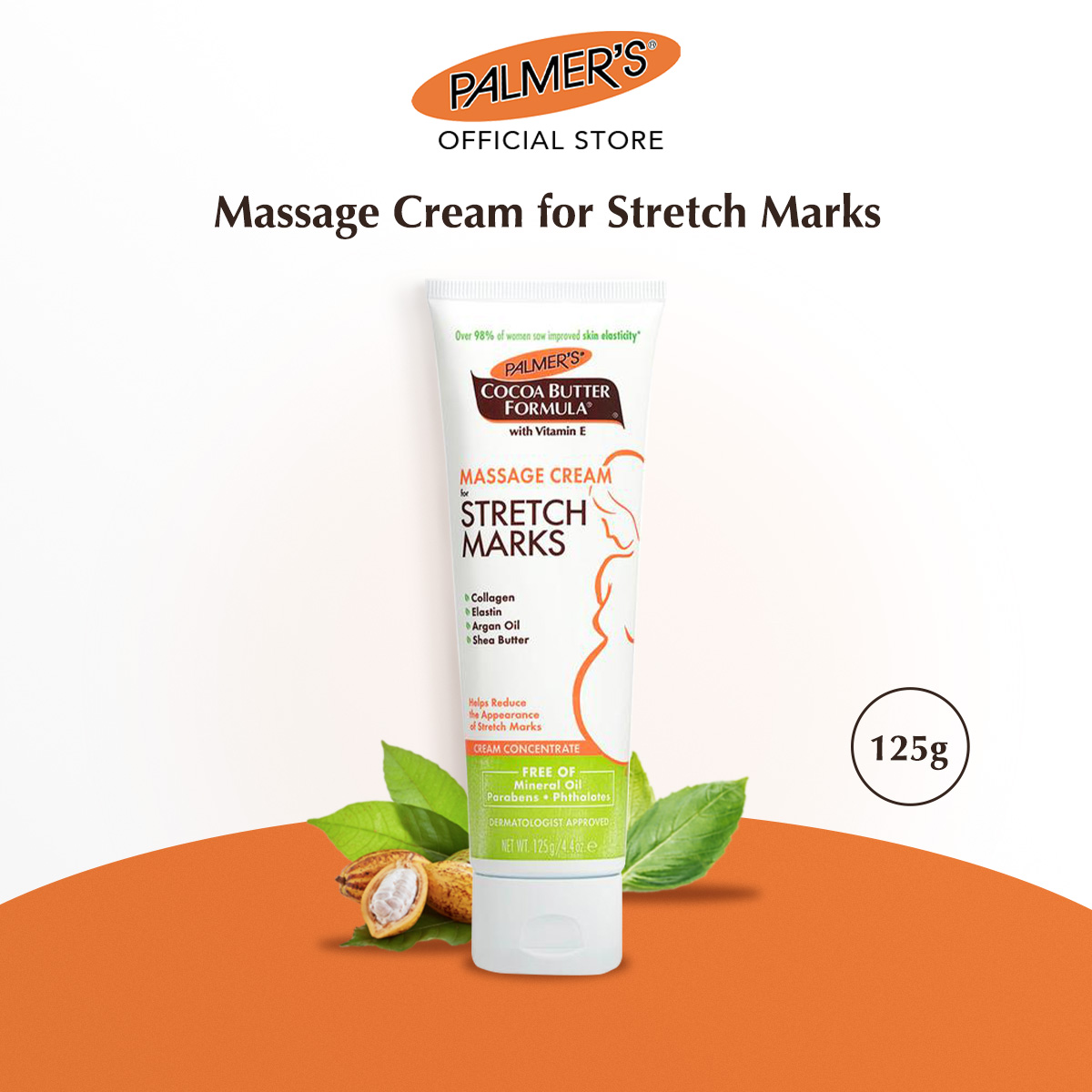 Palmers Massage Cream for Stretch Marks 125g [Suitable for Sensitive