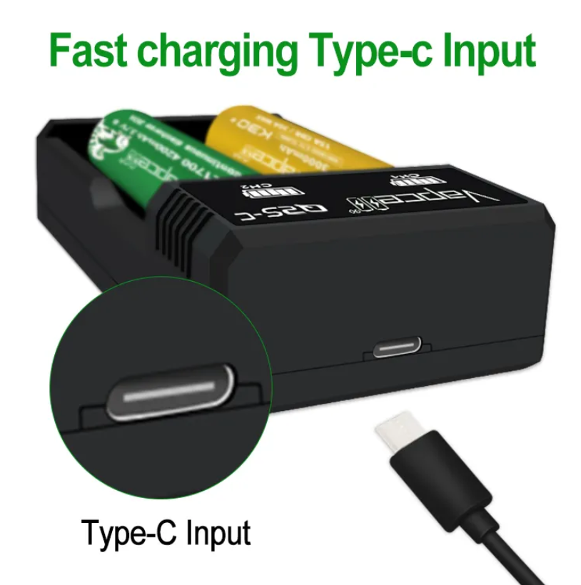 Vapcell Q1 Q2S-C Lithium ion Battery Charger Slot 18650