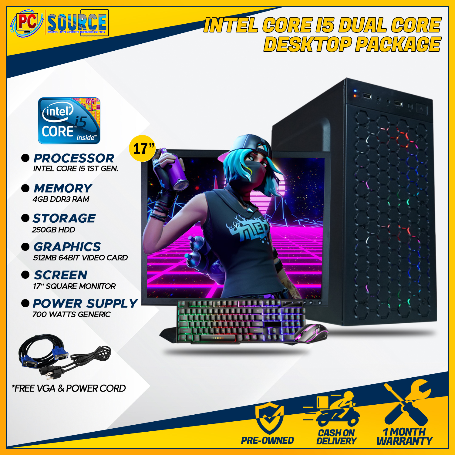 Core i5 Dual Core PC Desktop set Intel Core i5 1st Gen 4GB RAM DDR3