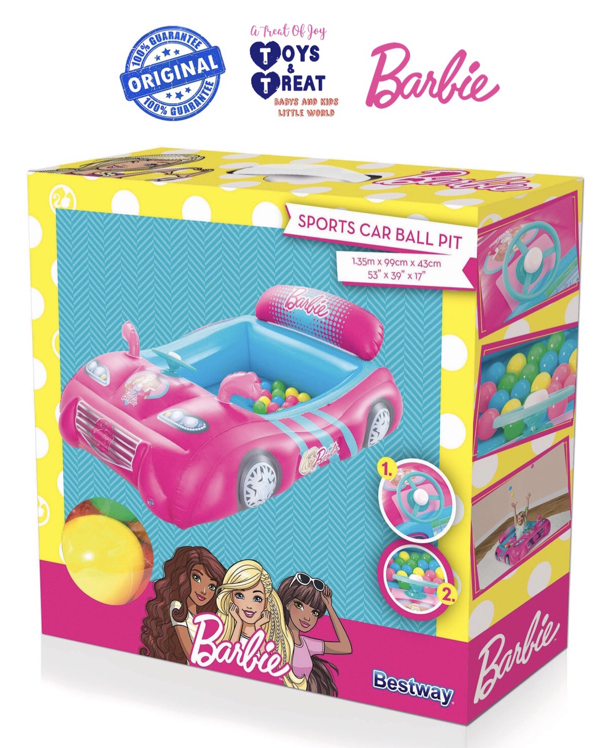 Bestway Barbie Sports Car Inflatable w/ 25 pcs Ball ~ORIGINAL~ | Lazada PH