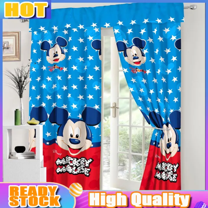 Long Curtains For Room Kurtains Makapal Blue Cartoon Curtains For Bedroom Mickey Mouse Curtain Curtains