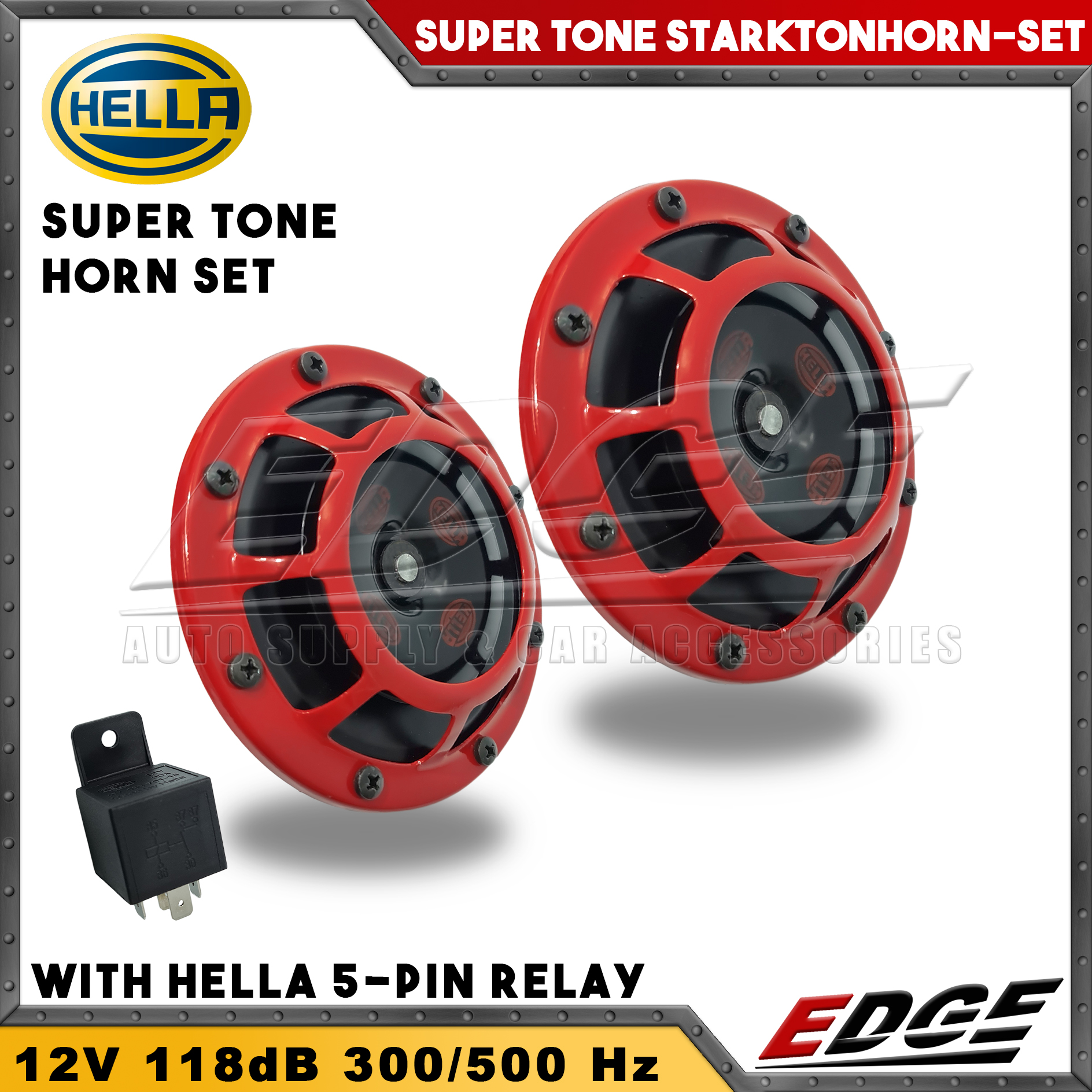 Hella Red 300/500hzSupertone Horn Kit