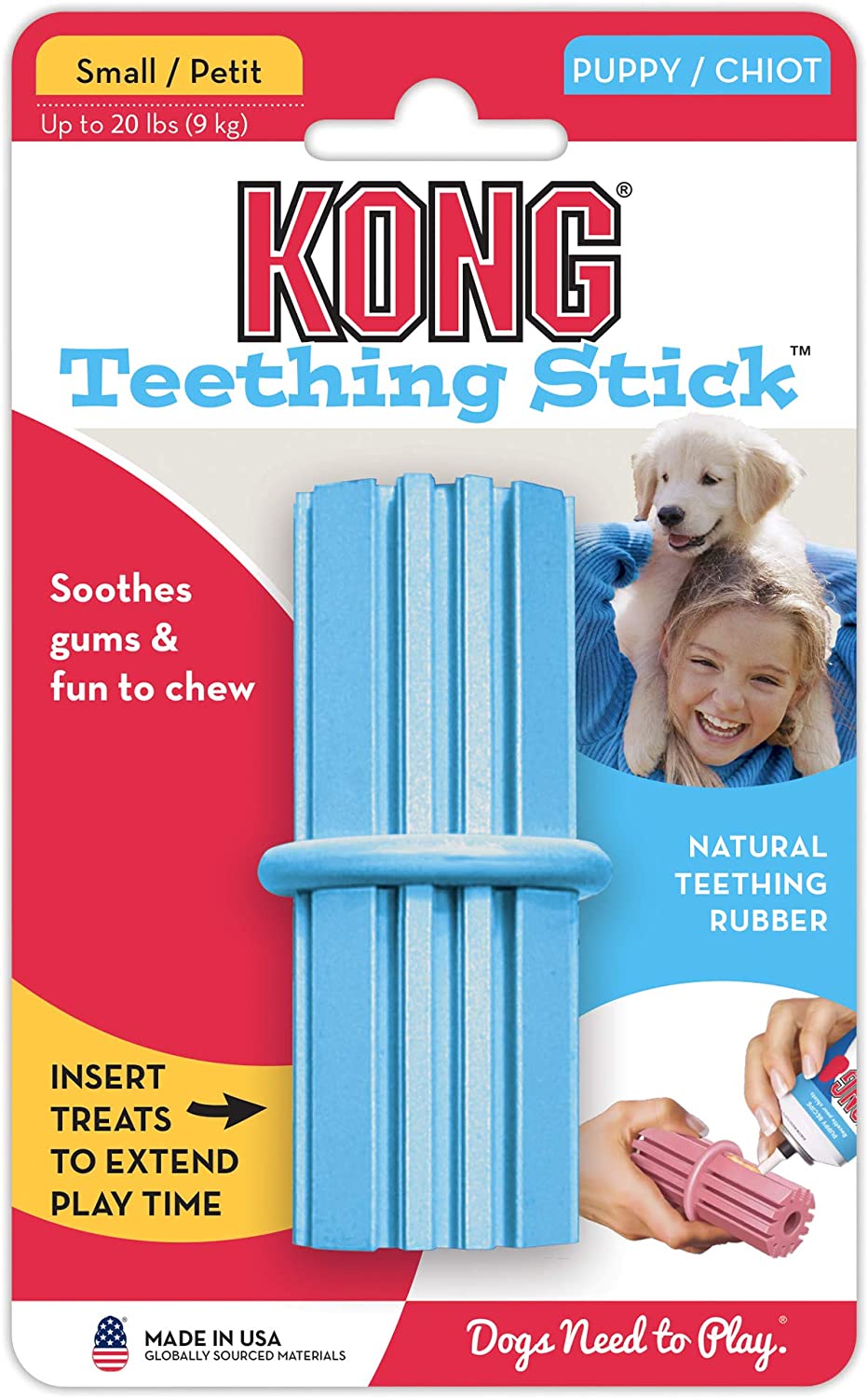 KONG KONG Puppy Teething Stick Soft on Gums Dental Aid Use With Treats Dog Toys Pink 