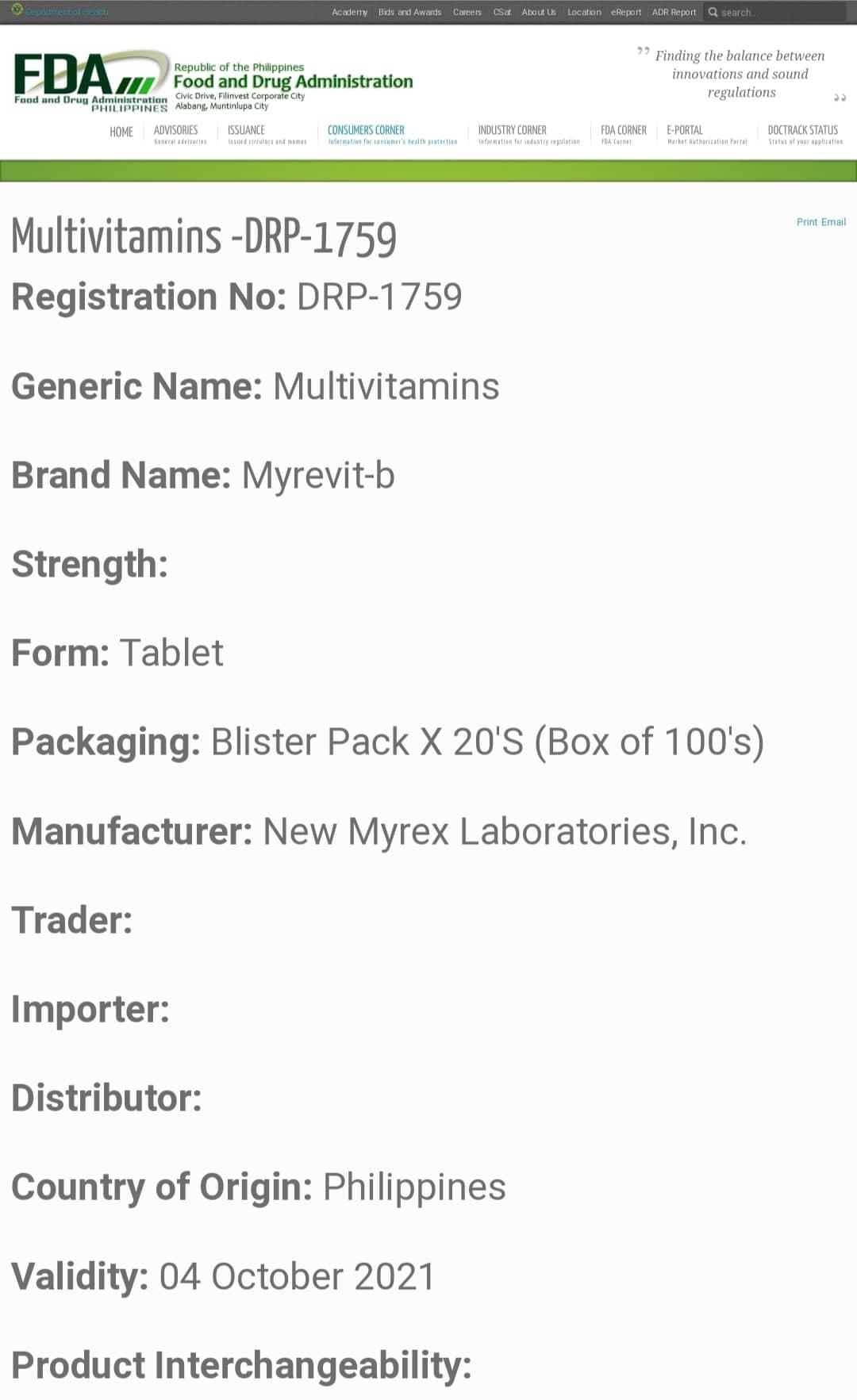 Myrevit B Vitamin B Complex B1+ B6+ B12 Multivitamins Box of 100