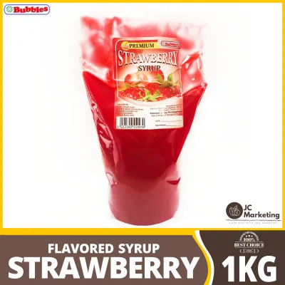 Bubbles™ Strawberry syrup 1 kilo| Strawberry syrup STRAWBERRY SYRUP| Strawberry Fruit Flavored Syrup 1L | Strawberry Syrup 750gm| Strawberry Syrup - Ta Chung Ho brand | Shave Ice Strawberry 750ml | strawberry flavored syrup | Hershey's Fat
