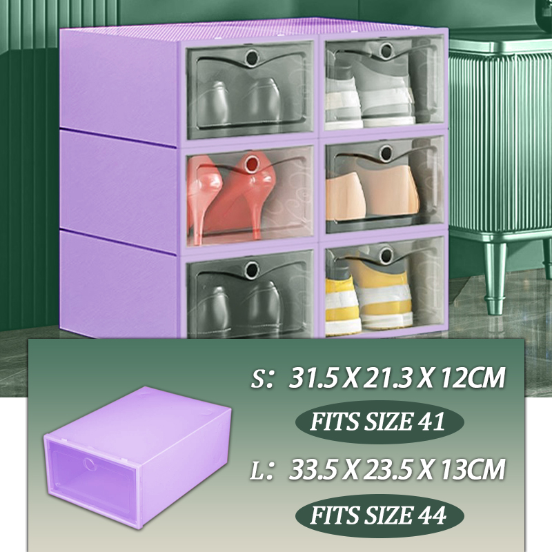 Transparent Big Size Shoe Box Storage Organizer Hard Plastic Foldable ...