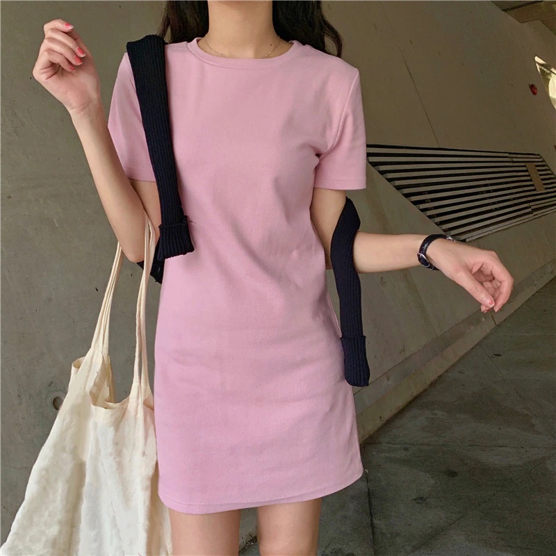 BS Korean Casual Plain Cotton Spandex Pastel Dress #WBX-W39 | Lazada PH
