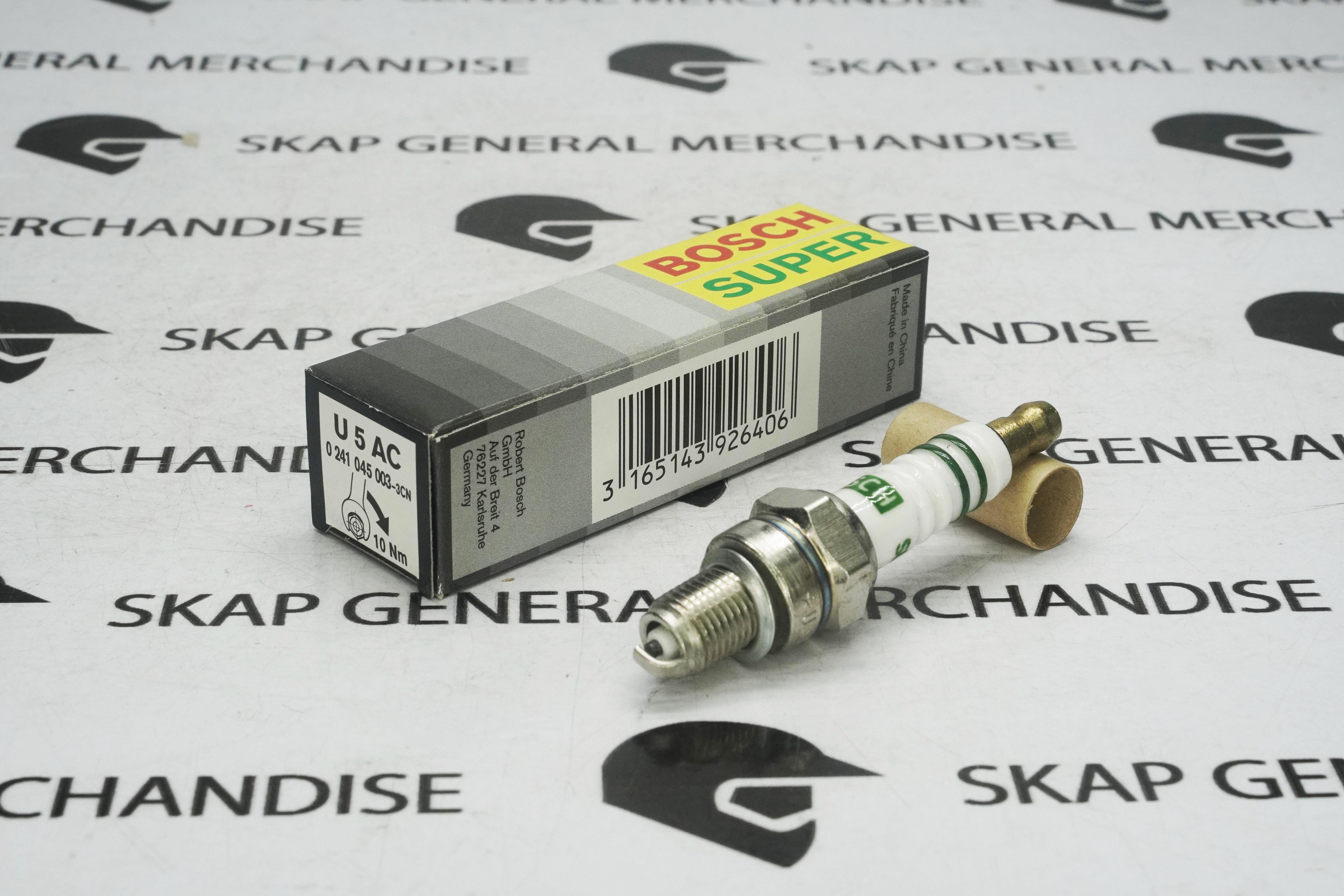 B0SCH SUPER SPARK PLUG U5AC WAVE 100 / 100 ALPHA / 110 • XRM 110 • ROUSER 135 LS / NS 150
