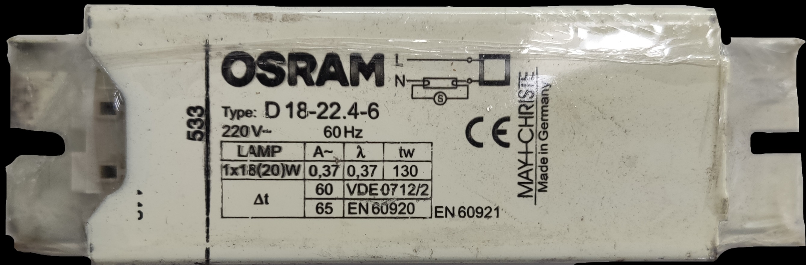 20W Ballast Osram, 1x18W Ballast, 18W Ballast May
