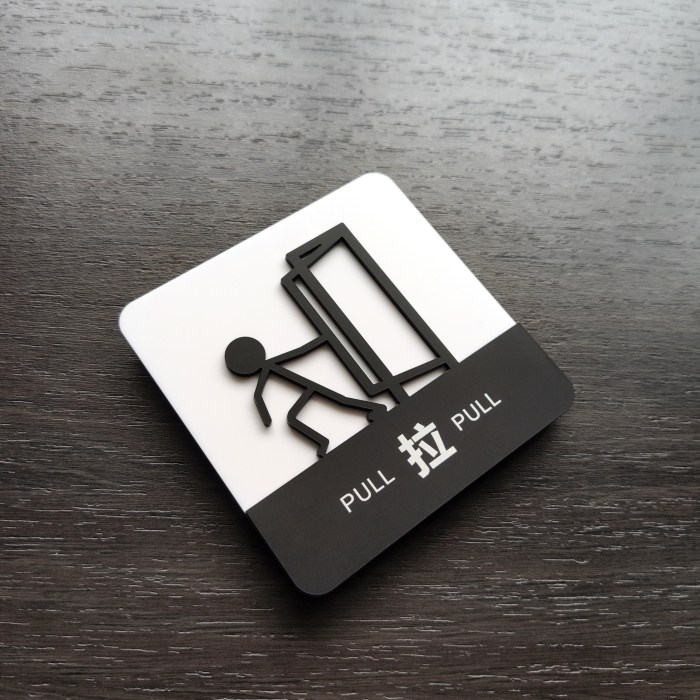 Sliding Sliding Door Sign Logo Acrylic ThreeDimensional Sign Push Word