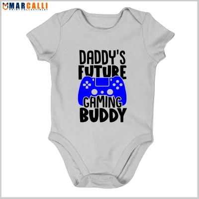 DADDY'S FUTURE GAMING BUDDY Newborn Infant Baby Statement Onesie Short Sleeve Round Neck One Piece Romper Jumpsuit Cotton Shirt