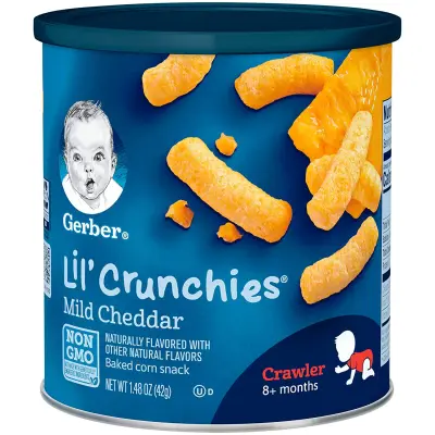 Gerbers Lil' Crunchies Mild Cheddar / Veggie Dip, 1.48 Ounce Canisters 42 grams Gerberbaby Crunchies