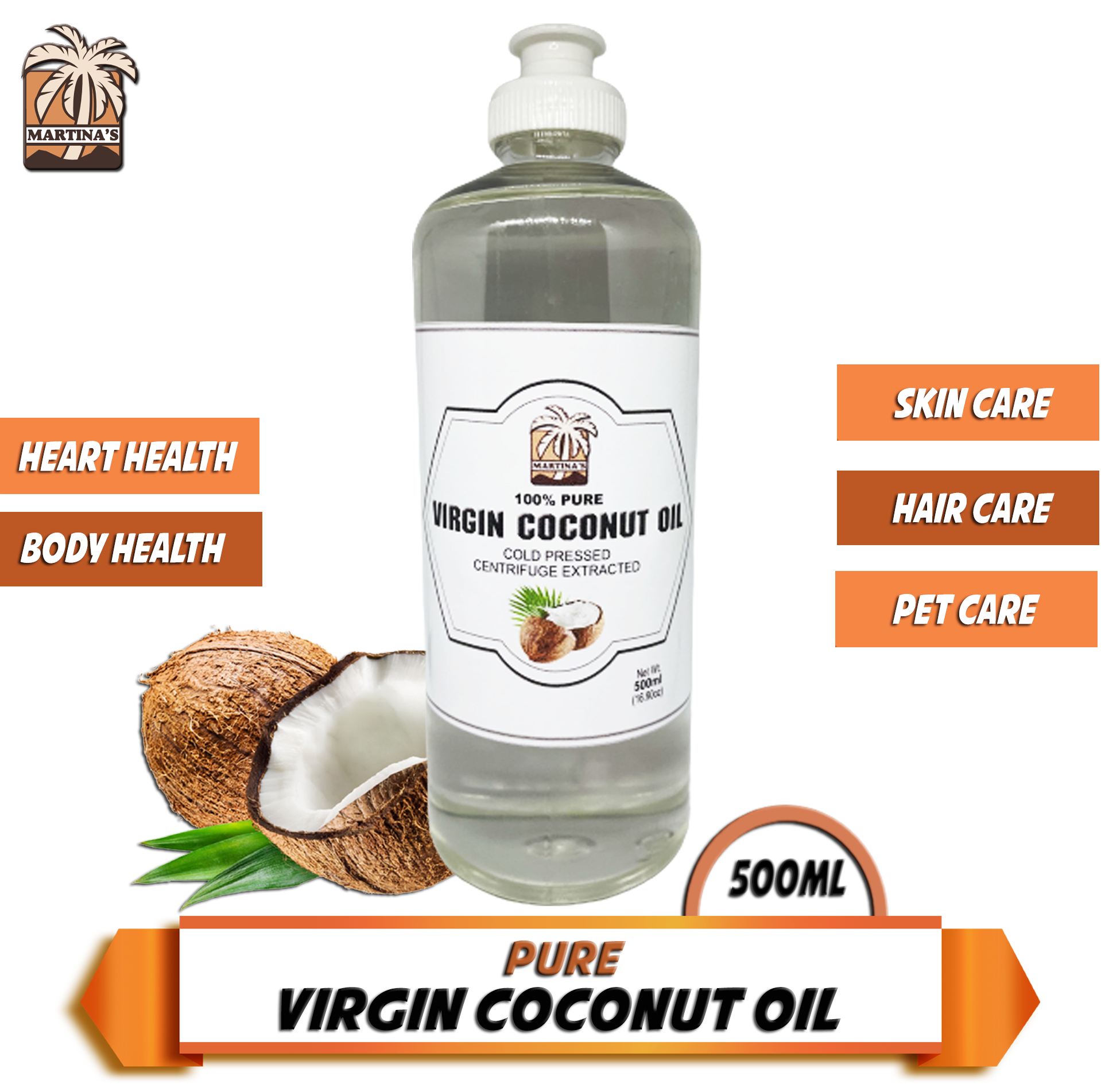 Pure Virgin Coconut Oil Martinas Pure Virgin Coconut Oil 500ml Vco Organic Cold Pressed 