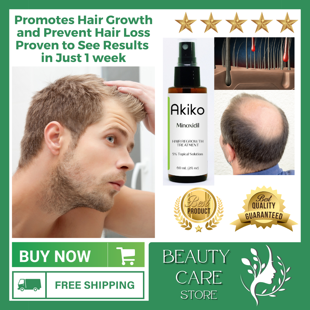 Akiko Minoxidil 5% 🧴 Spray Solution for 🧔🏾 Thicker Hair Growth 🦱 (60ml ...