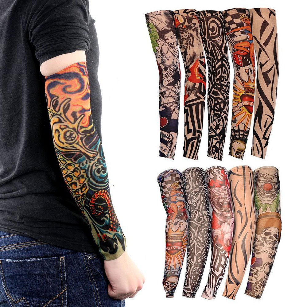 Asen] Tattoo Arm Sleeve Cover Cycling Sun Protective Sleeves 1pair (Random  Design) | Lazada PH