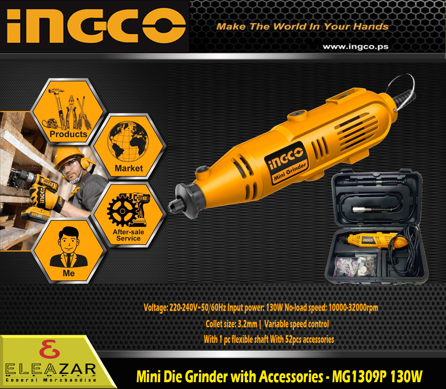 Ingco Variable Mini Drill Rotary Die Grinder Toolkit MG1309 upgraded
