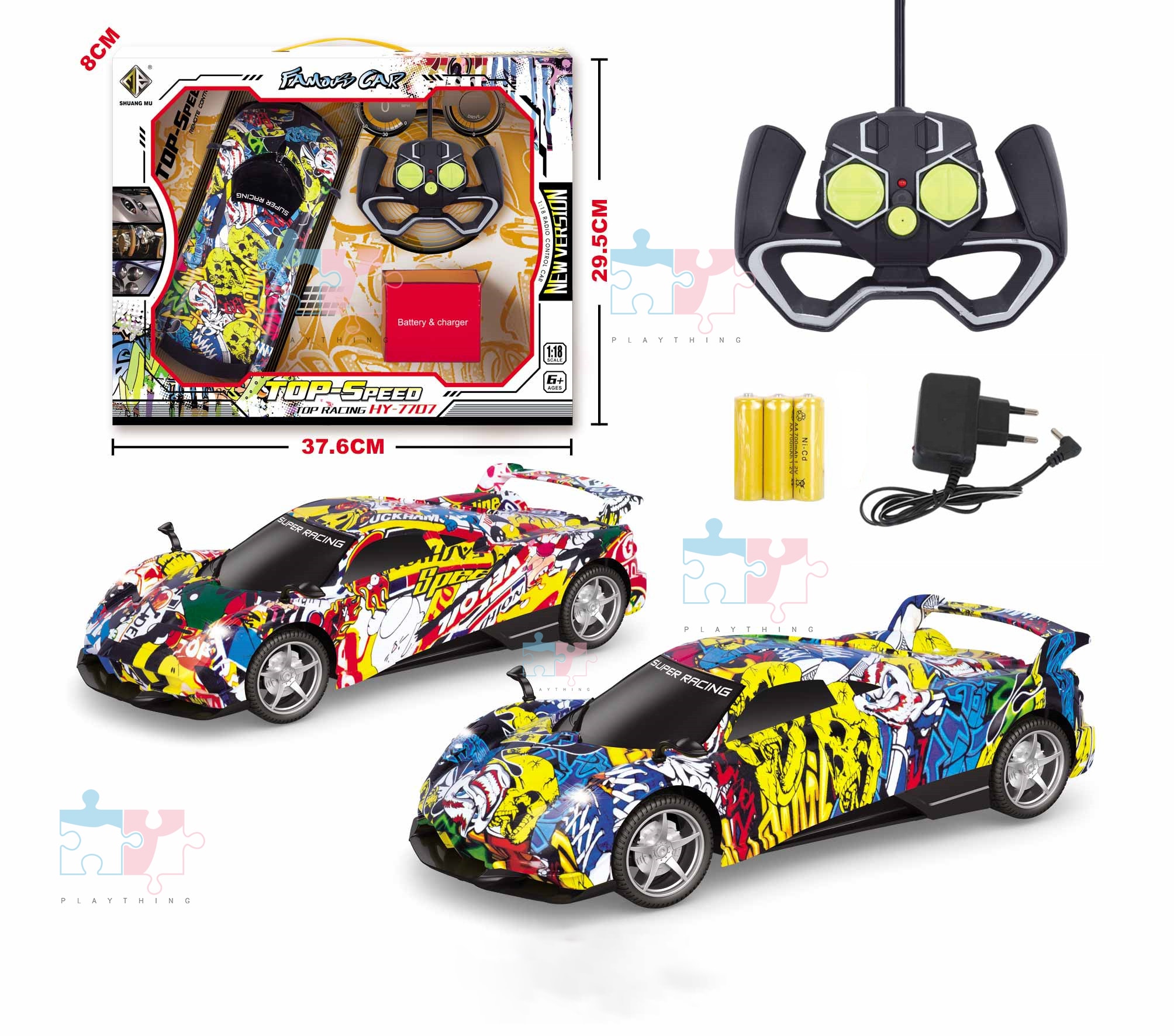 GRAFFITI TOP SPEED RECHARGEABLE REMOTE CONTROL SPORTS RACE CAR WITH