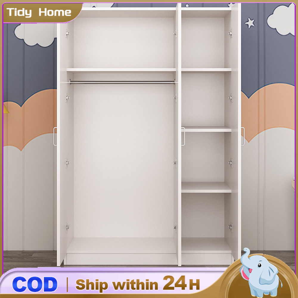 Tidy Home Wardrobe Wooden 3 Doors White MultiFunctional