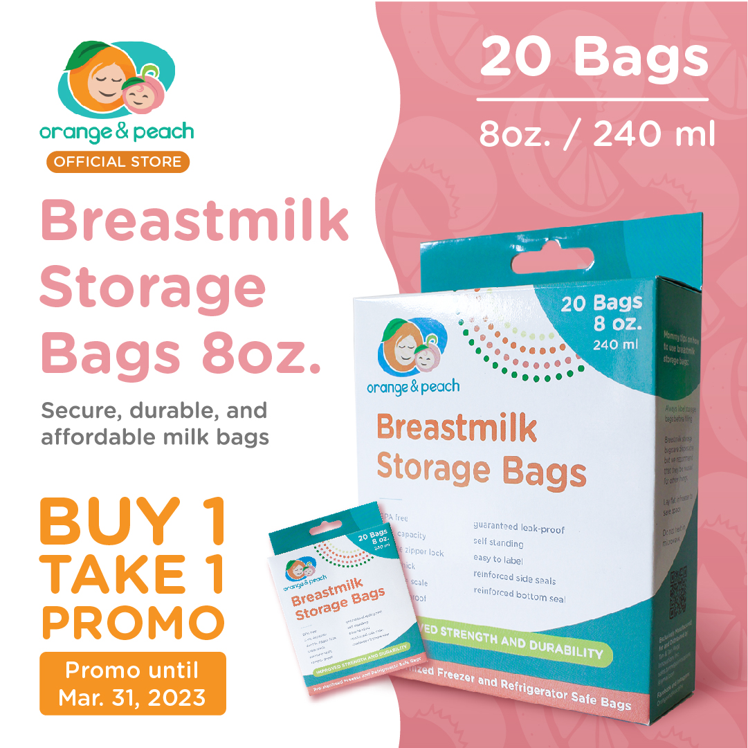 Orange and Peach B1T1 Breastmilk Storage Bags 20 pcs. 8 oz. Baby Milk