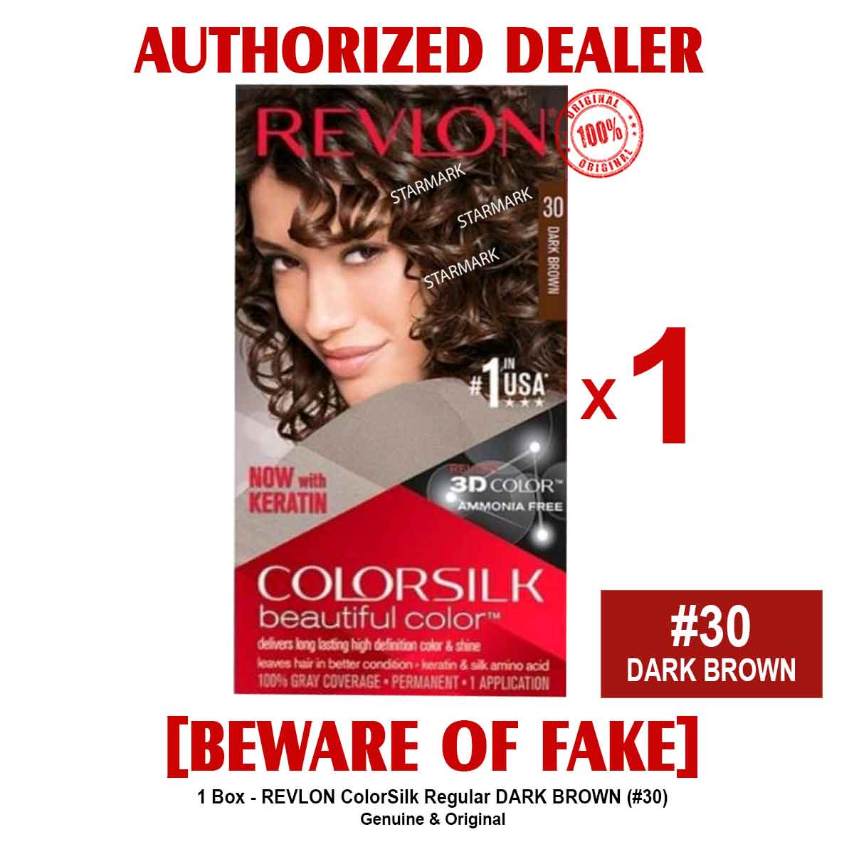 REVLON Colorsilk BEAUTIFUL Color - Revlon DARK BROWN (#30) Ammonia Free Hair  Color Colors COLORSILK REGULAR Authentic - 1 Box | Lazada PH