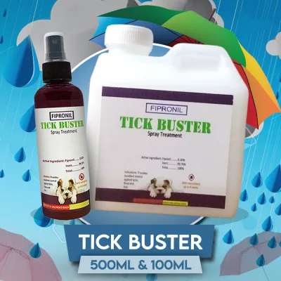Tick Buster 500ml Anti Garapata Fipronil Spray Treatment value pack for dogs and cats with Free Ticks Buster Fipronil Spray Treatment 100 mL give away