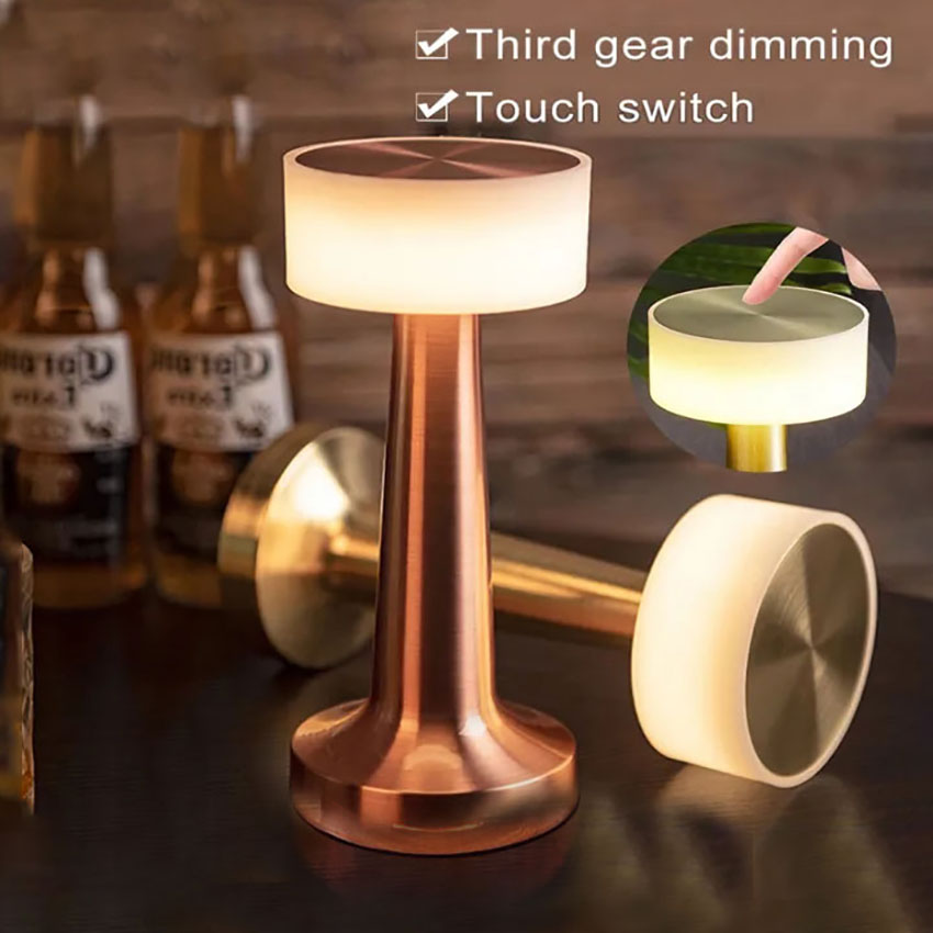 Vimite LED Touch Sensor Table Lamp USB Rechargeable Wireless Eye Protective Adjust Brilliant Night Light Decorative Desk Bedside Light for Bedroom Study Reading