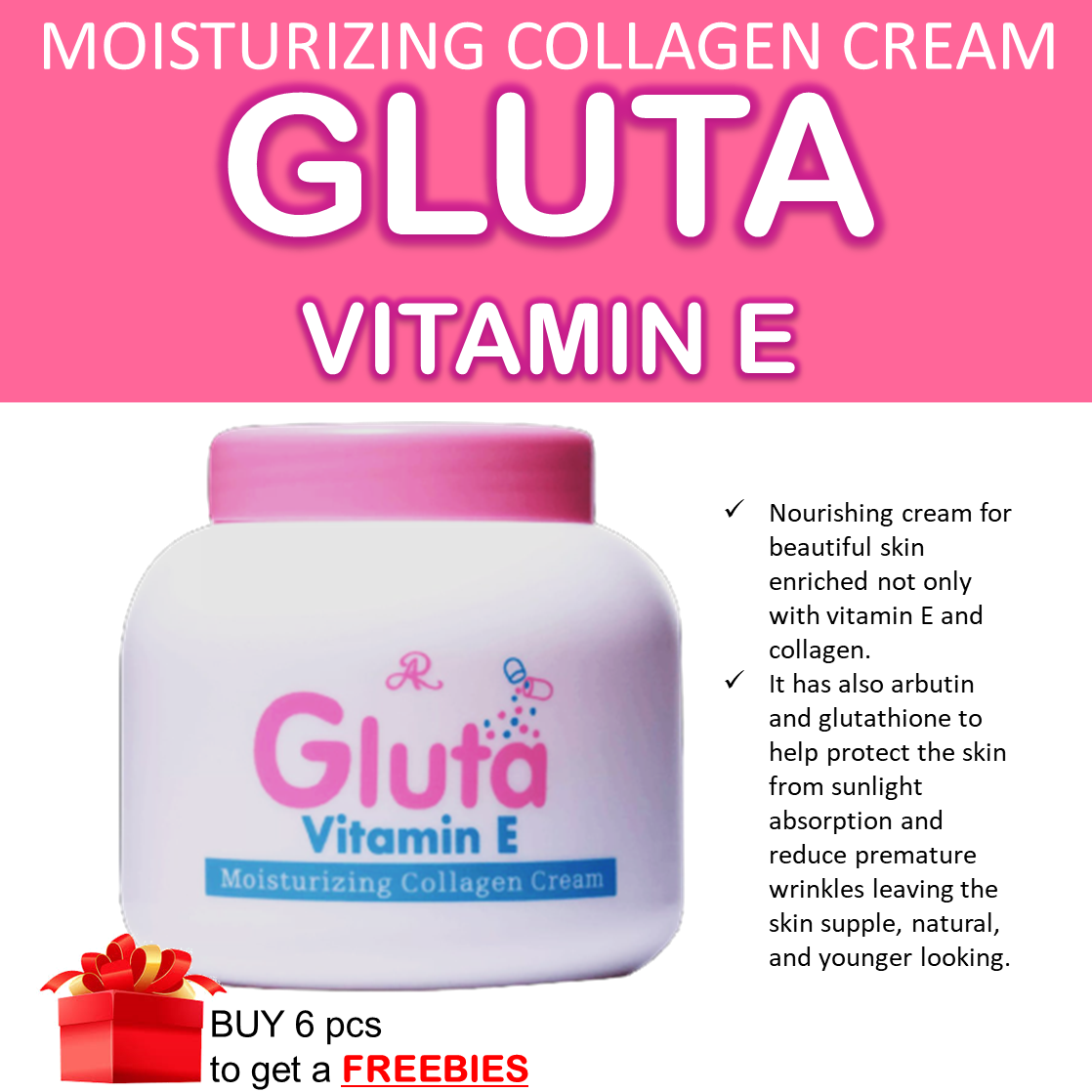Gluta Vitamin E moisturizing collagen cream Lazada PH
