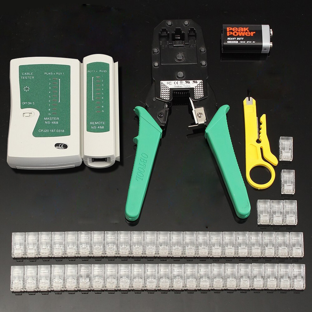 1 Set RJ45 Cable Tester Crimper Pliers 50 8P8C Connector Lan Tester Network Tool Wire