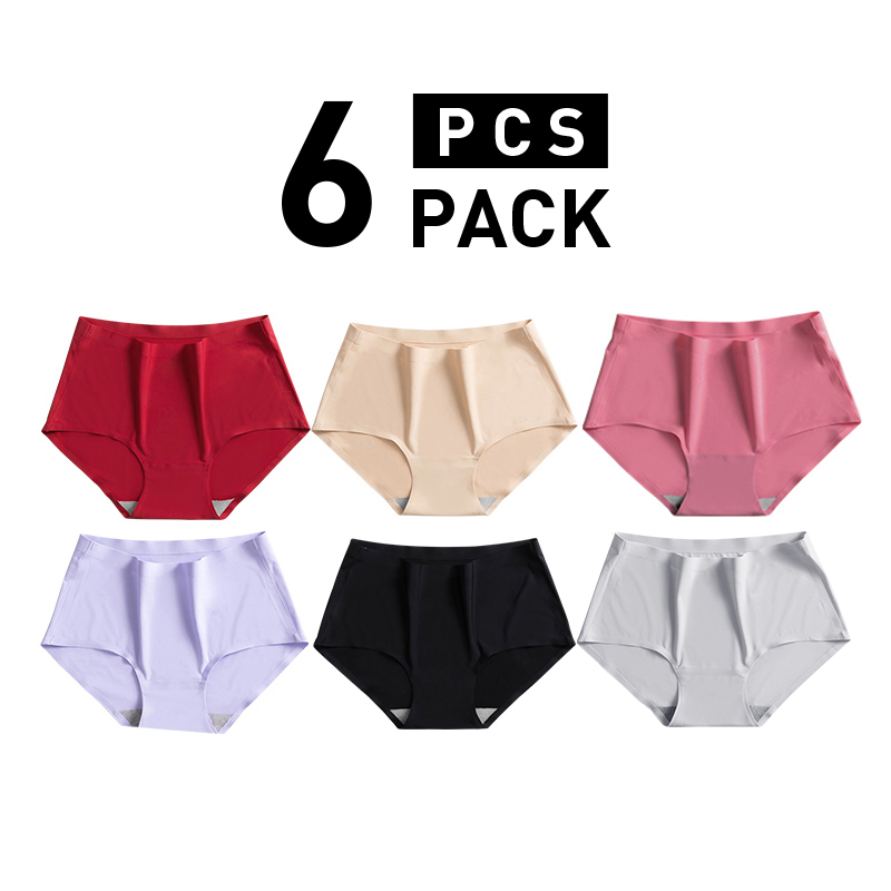 6Pcs/Pack) Ultra-thin breathable Seamless Panty Ice-silk Fashion