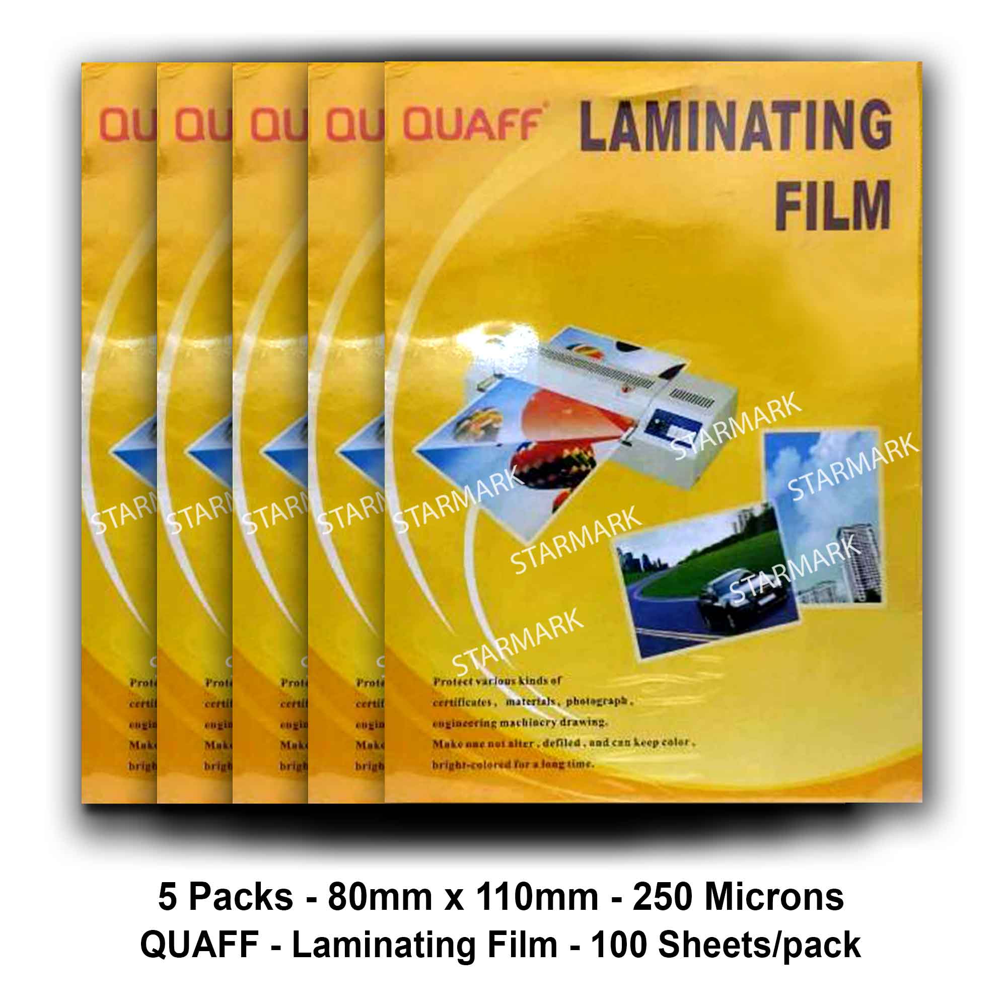 5 Boxes Quaff Laminating Film Films 100 Sheets/box 80 x 110 mm, 80mm