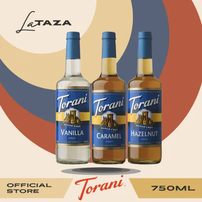 Torani Sugar Free Vanilla, Hazelnut & Caramel Syrup (750ml)