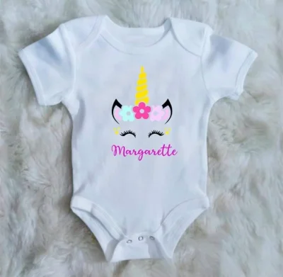 Unicorn Personalized Name Onesie for Baby