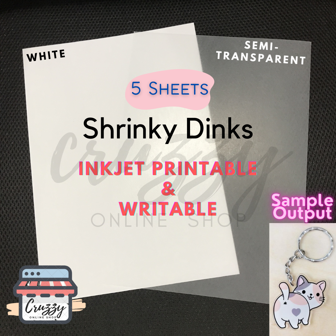 (5 pcs) A4 Heat Shrinky Dinks Printable / Shrink Plastic for DIY Artworks  (Inkjet Printable and Writable)