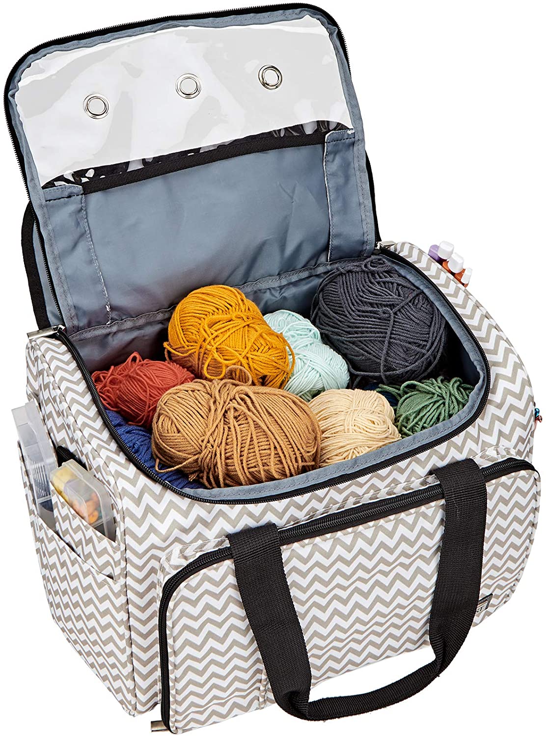 HOMEST Yarn Storage Bag, Knitting Tote with Removable Inner Dividers,  Ripple Ripple Extra Large