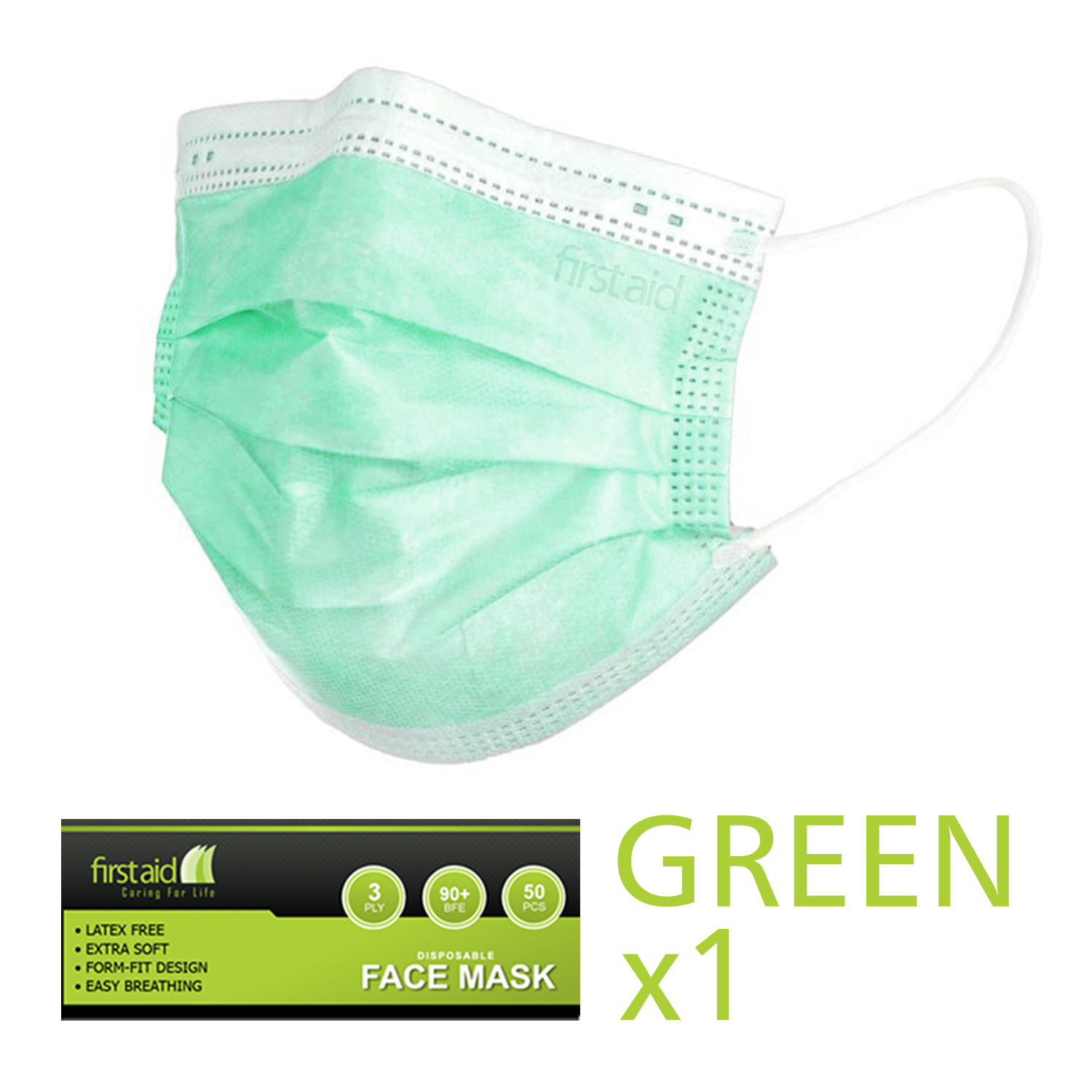 First Aid Face mask 3 Ply 50 pcs with Earloop Disposable (Colored