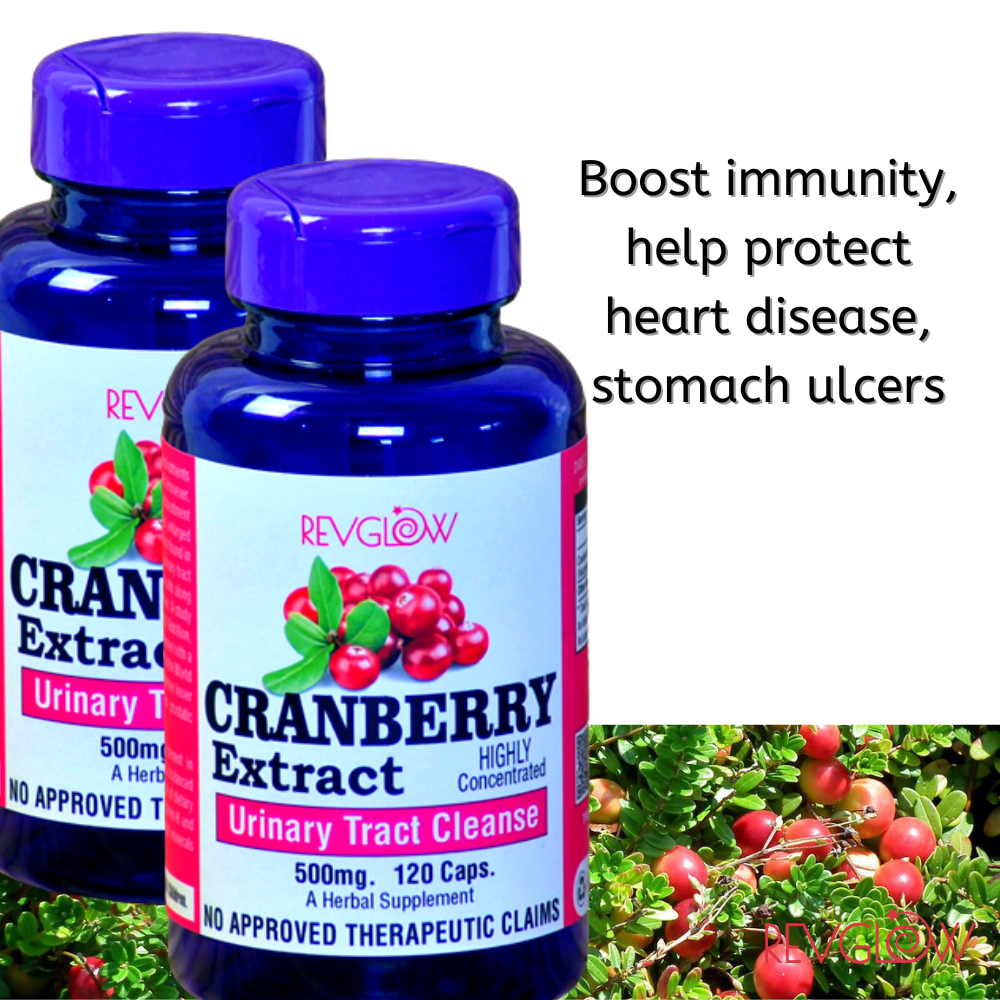 Revglow Cranberry Fruit Extract (2bottle) 500mg 120Cap. Supplement