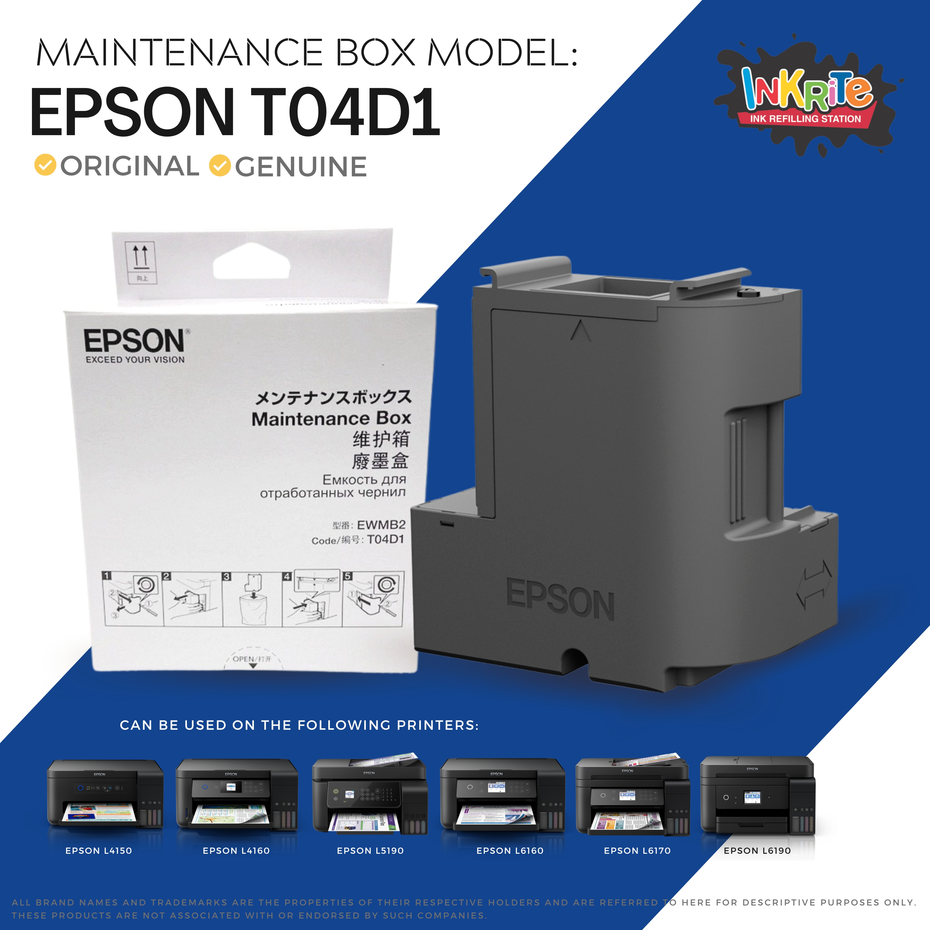 Original Genuine Epson T04D1 Maintenance Box For Epson L14150 L6460 L6490 L6170 L6190 L6260