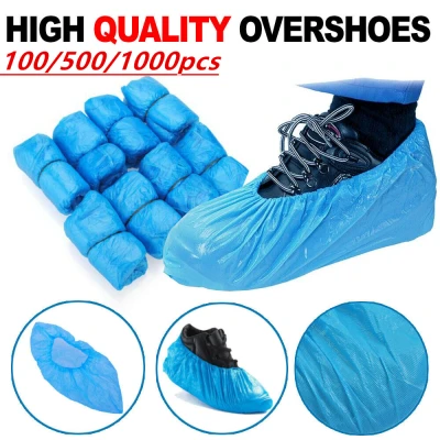 LIJU78113 Blue CPE Plastic Anti Slip Waterproof Disposable Shoe Cover Homes Overshoes Boot Safety Cleaning Overshoes