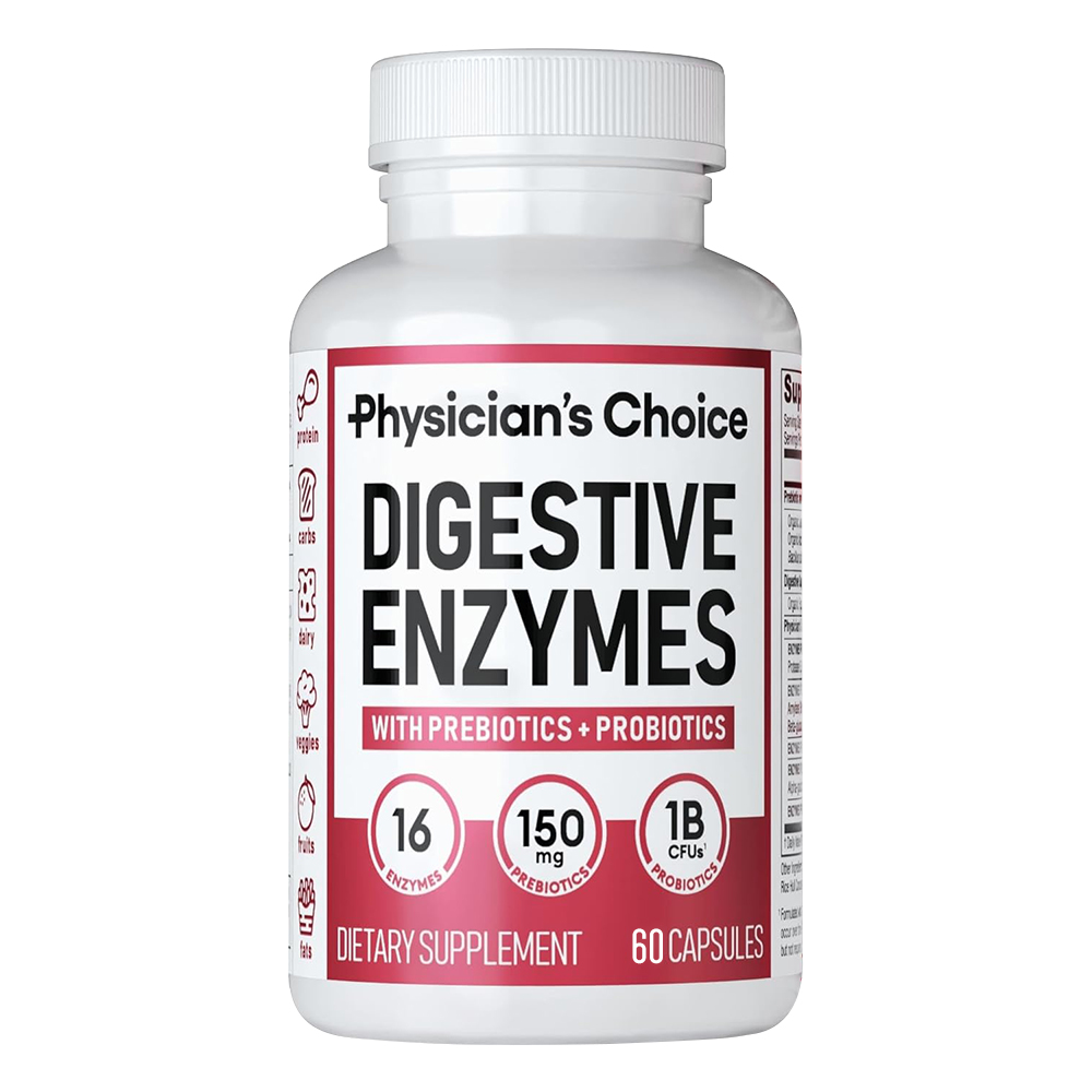 Digestive enzyme capsules contain prebiotic and probiotic supplements