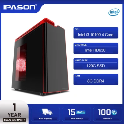 Ipason Newest Office Computers Intel i3 10100 Quad-Core 8G DDR4 RAM 120G SSD Office PC Desktop Computer