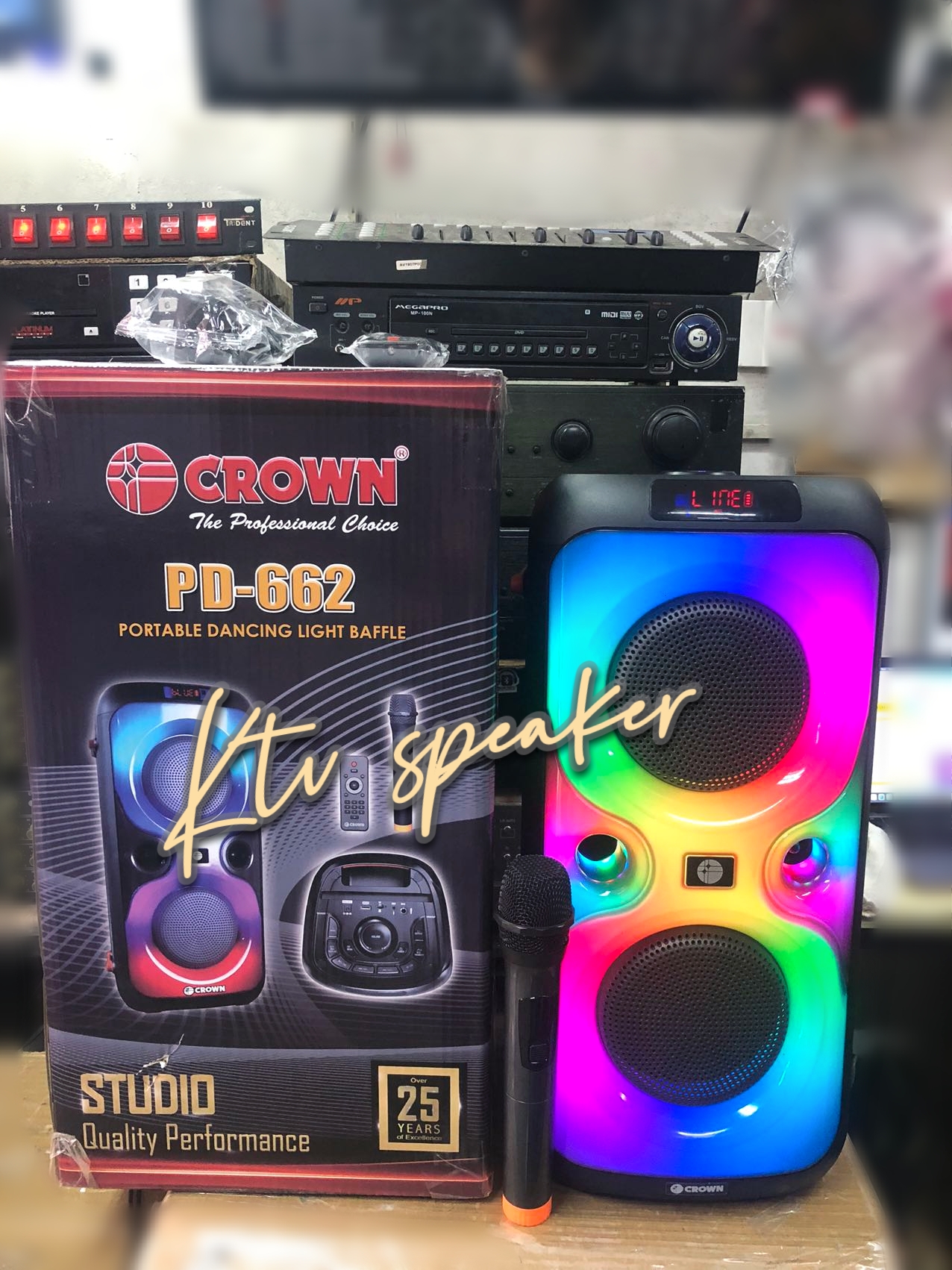 CROWN PD-662 Portable Speaker with Dancing Lights Baffles for Karaoke ...