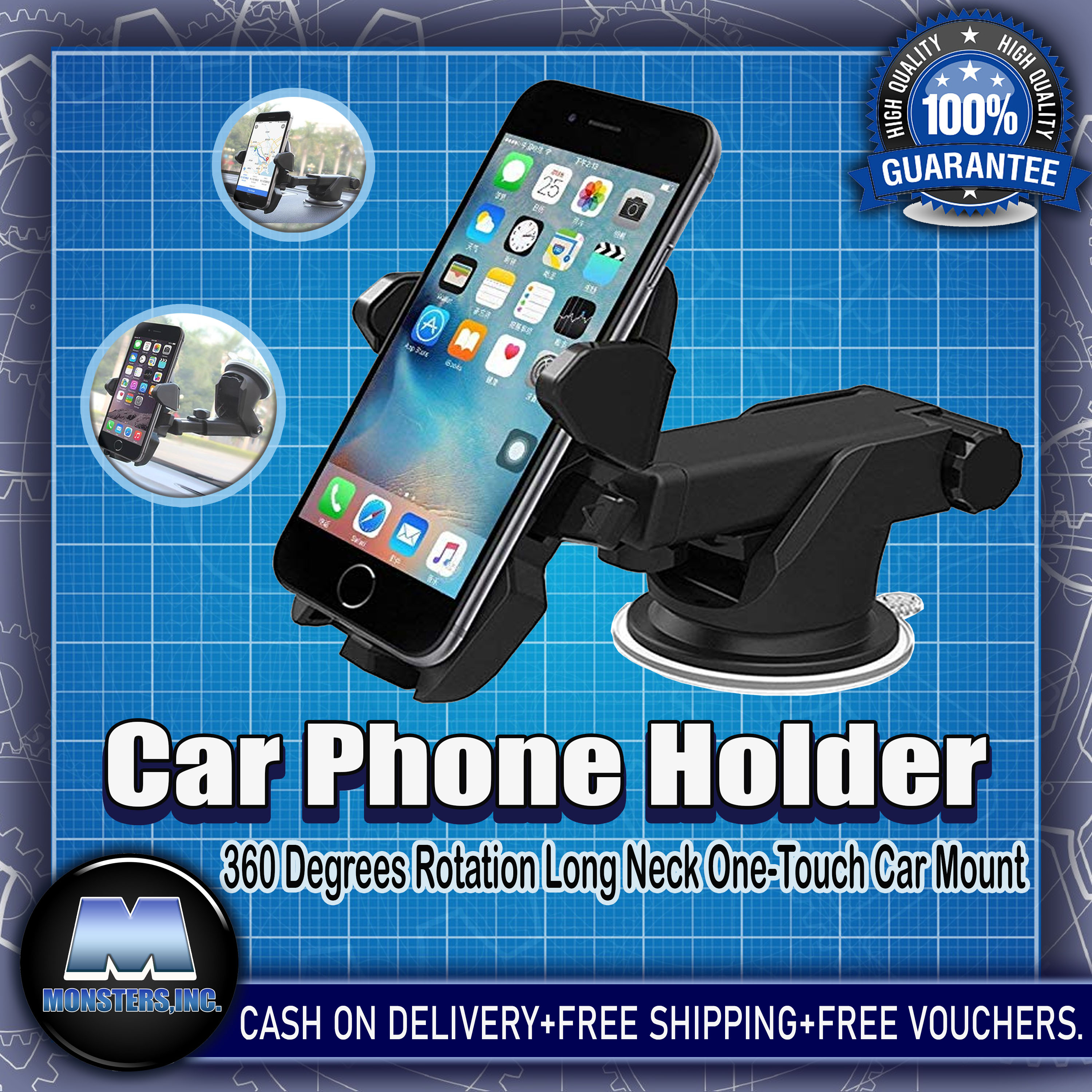 New Car Phone Holder Dashoboard Smartphone Stand 360 Degree Rotation Gear Bottom Design Universal For Phones Support In Car