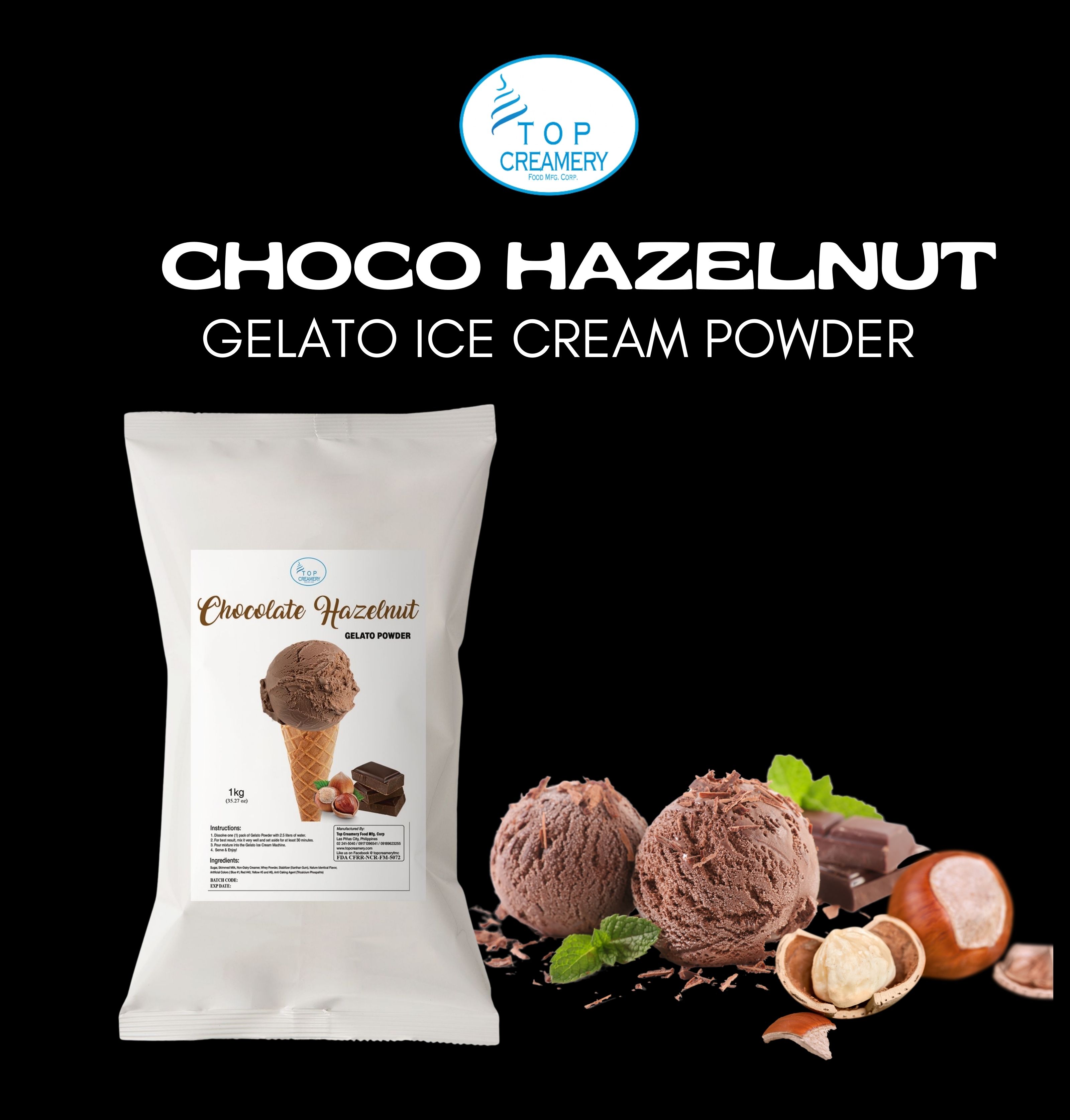 TopCreamery Chocolate Hazelnut Gelato Powder (1kg) Lazada PH