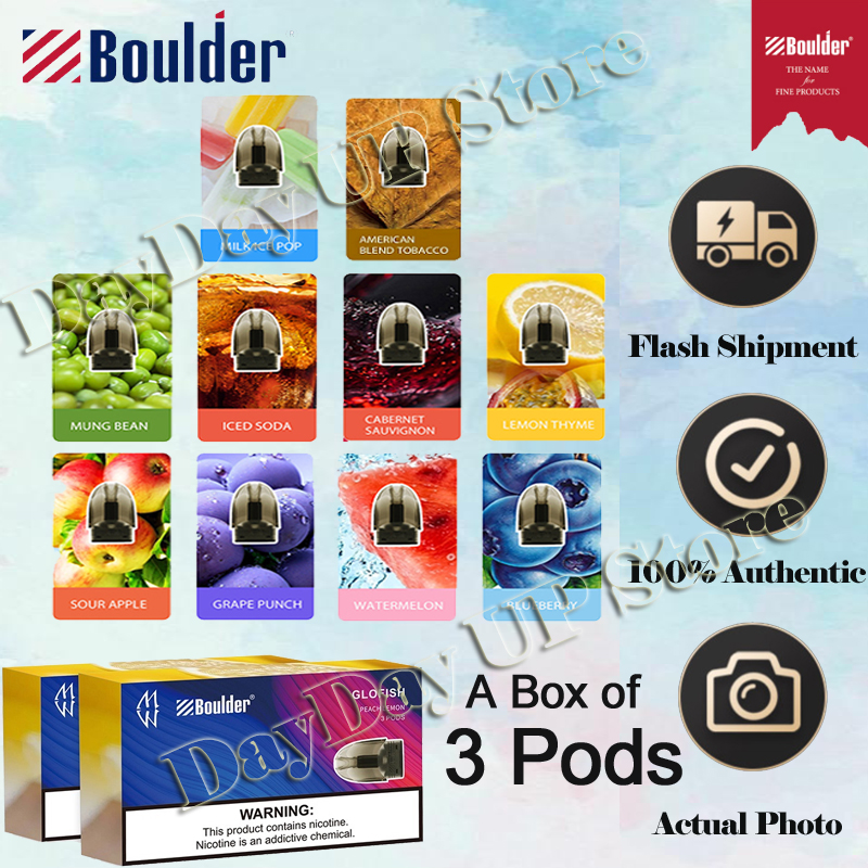 【1 Box of 3 Pods】Boulder Vape Cartridge (Standard Flavor Pods)A Box of