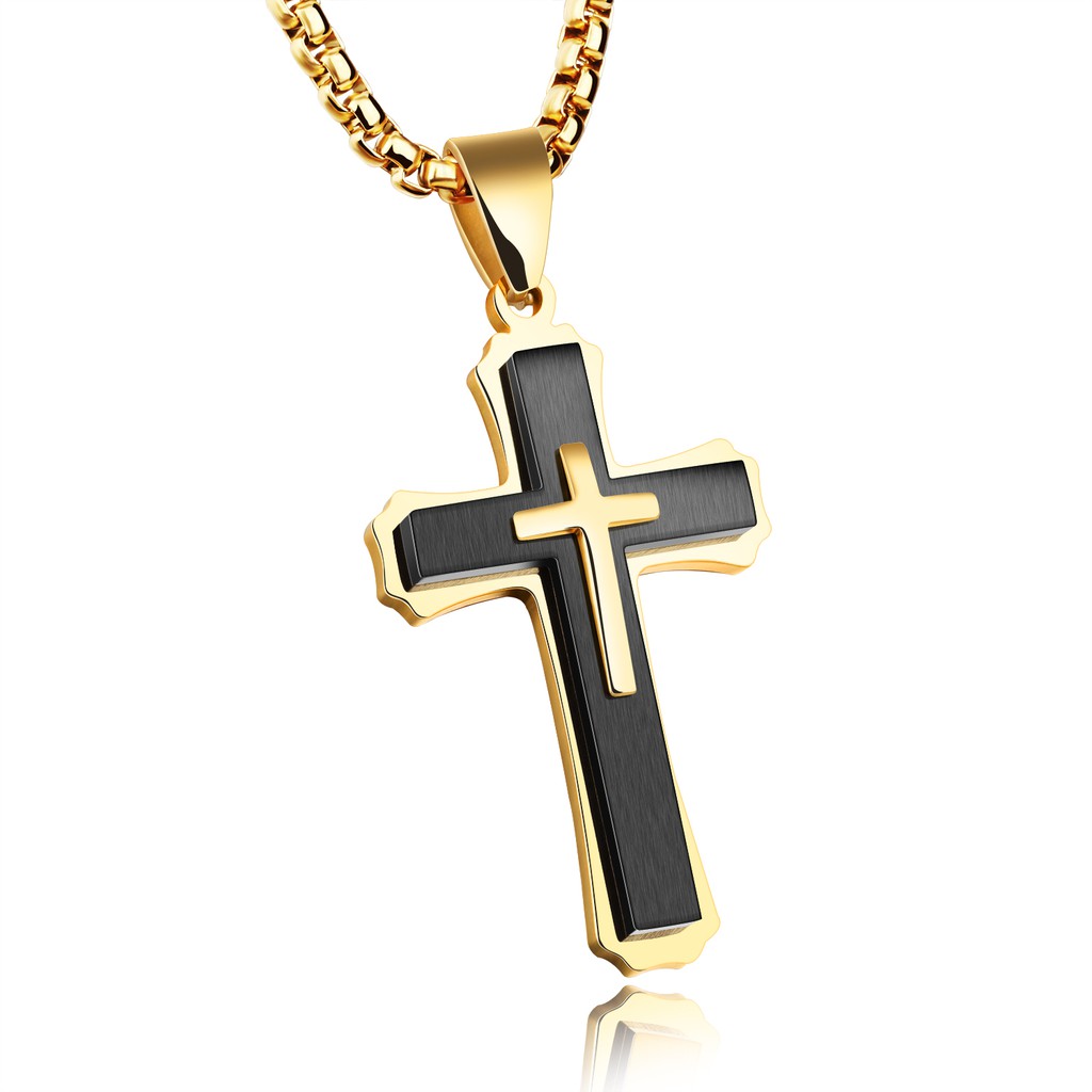 OLEVS Necklace Men Cross Pendant White 