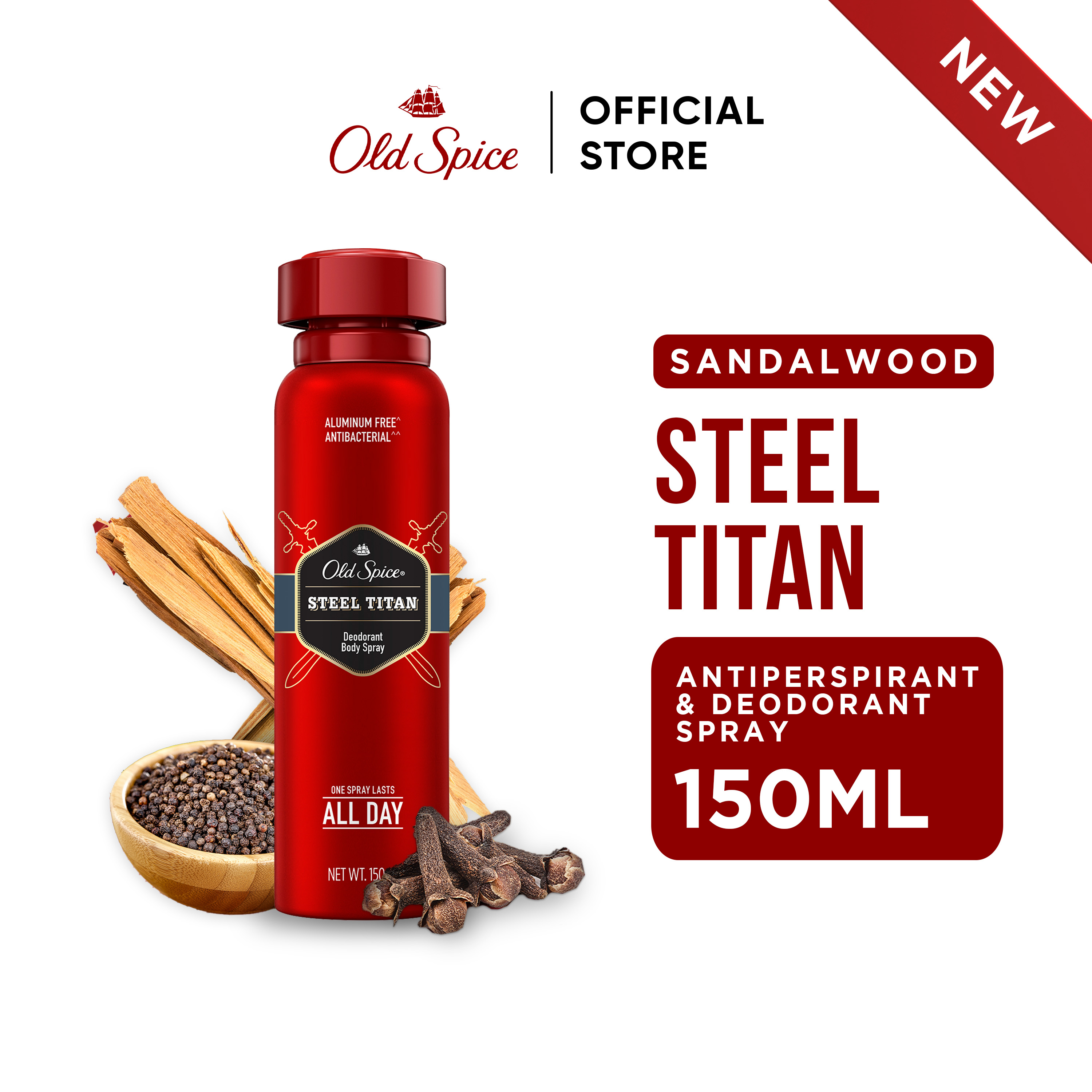 Old Spice Body Spray Steel Titan Antiperspirant/Deodorant 150ML