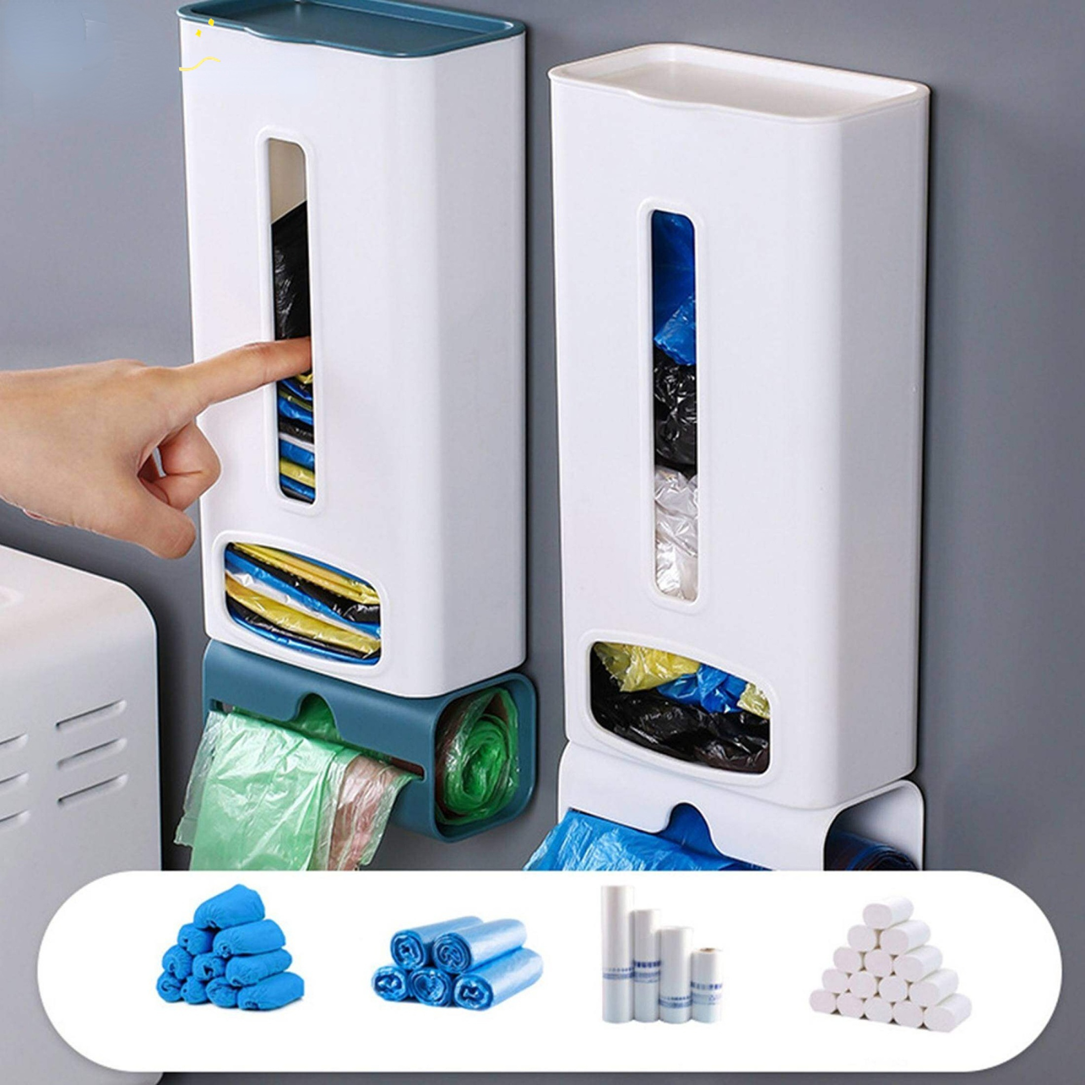 Wholesale Punch-free garbage bag storage box put plastic bag collector wall  hanging kitchen convenient bag removable sorting box From m.