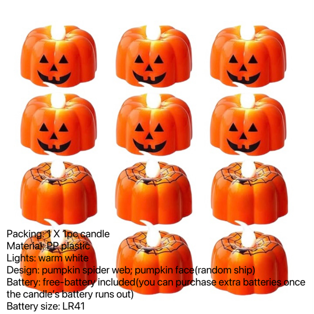 LED Flameless pumpkin candle light,halloween candle lamp,electronic