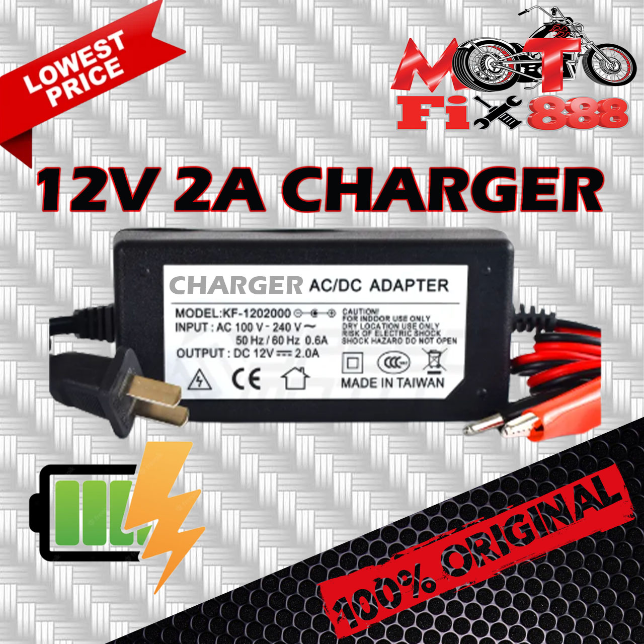 MOTORCYCLE ACID BATTERY CHARGER 12 VOLTS FAST CHARGER HEAVY DUTY