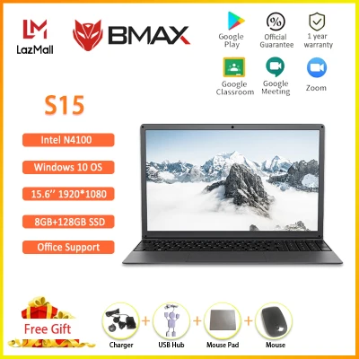 [1 Year Warranty] BMAX S15 Laptop Intel Gemini Lake N4100 15.6 inch computer Intel UHD Graphics 600 8GB LPDDR4 RAM 128/256/512GB/1T SSD windows10 Notebook laptop for sale brand new